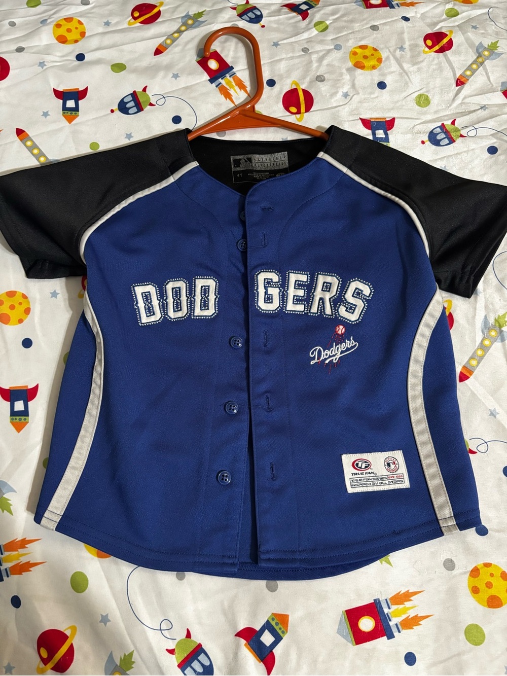 Kids Blue & Black Button-Front Dodgers Jersey